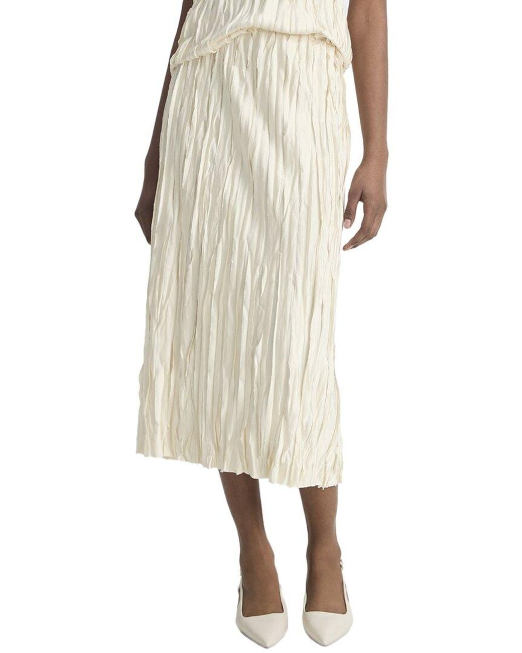 Vince Natural Crushed Bias Strip Skirt