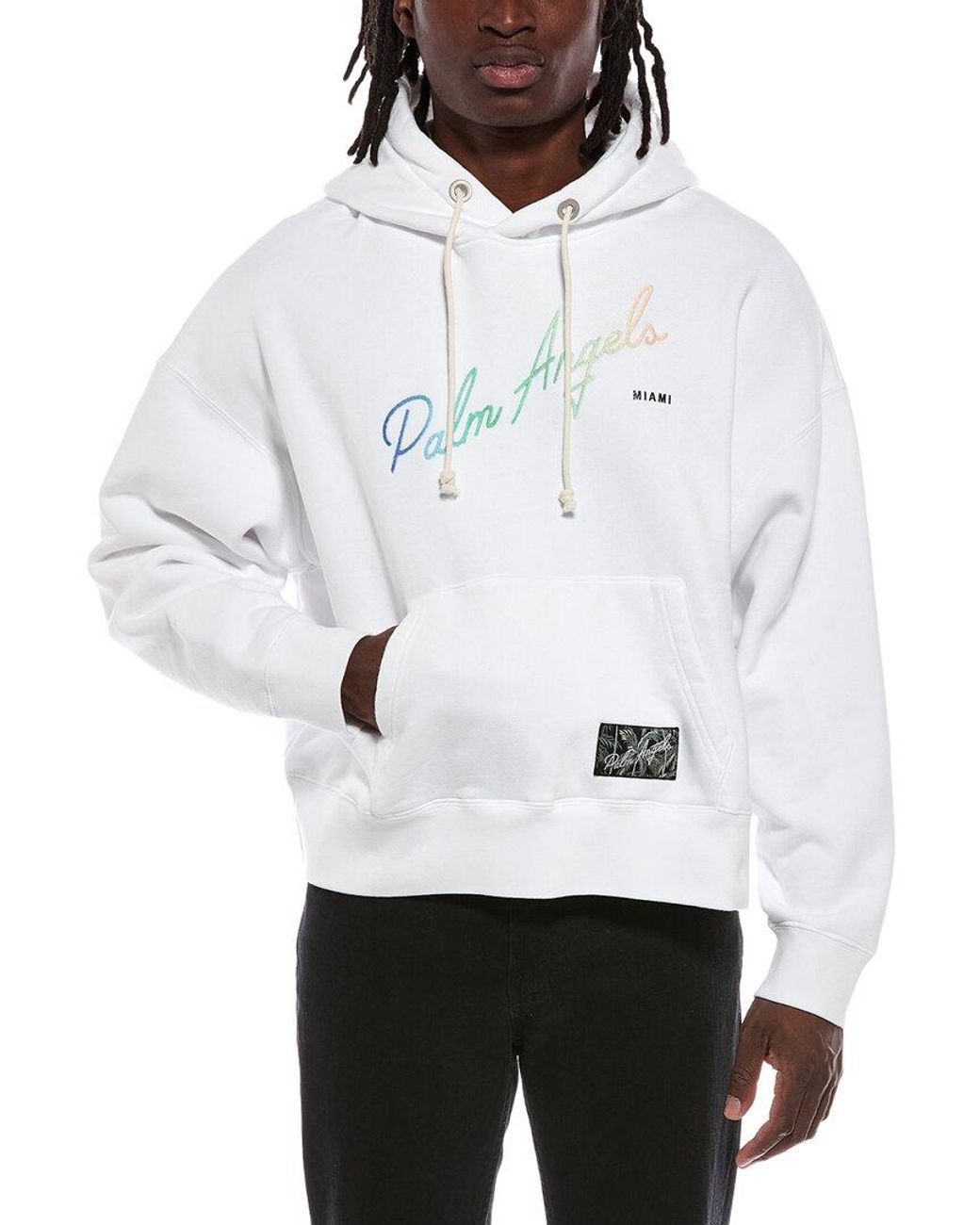 Palm Angels White Hooded Sweatshirt for men
