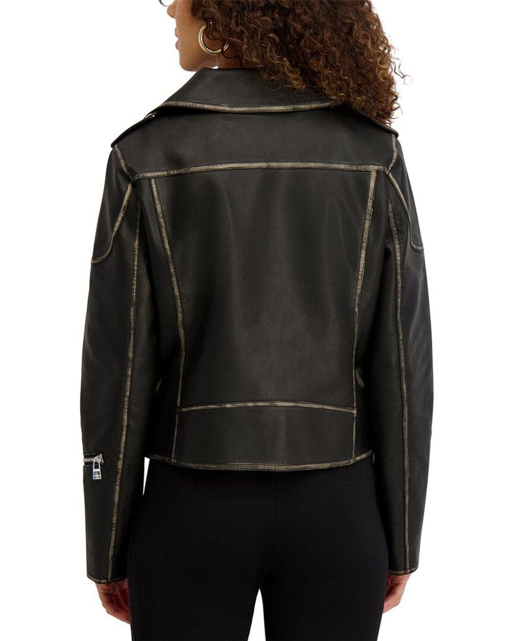 Karl Lagerfeld Black Faux Leather Moto Jacket