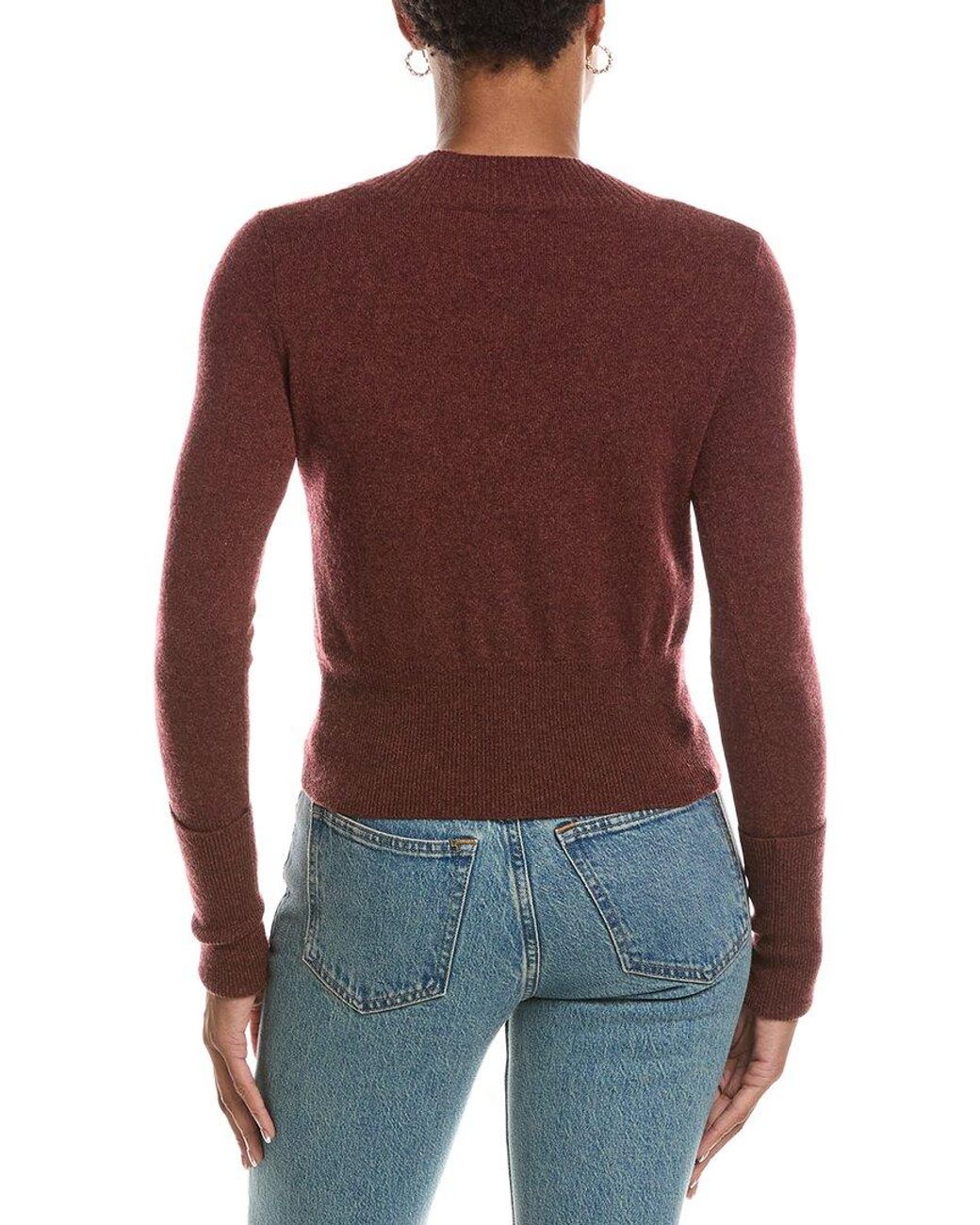 Autumn Cashmere Red V-Neck High Cuff 100% Cashmere Sweater