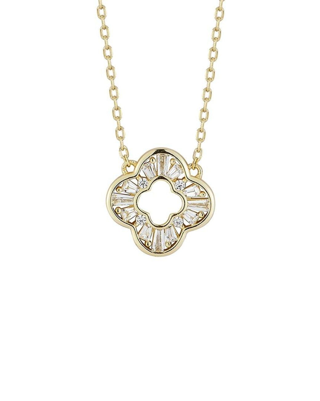 Glaze Jewelry Metallic 14K Plated Cz Open Clover Necklace