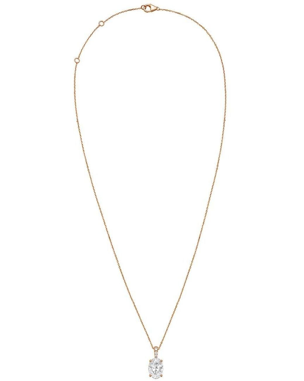 Diana M Metallic Diana M. 14K Rose 5.20 Ct. Tw. Lab-Grown Diamond Pendant Necklace