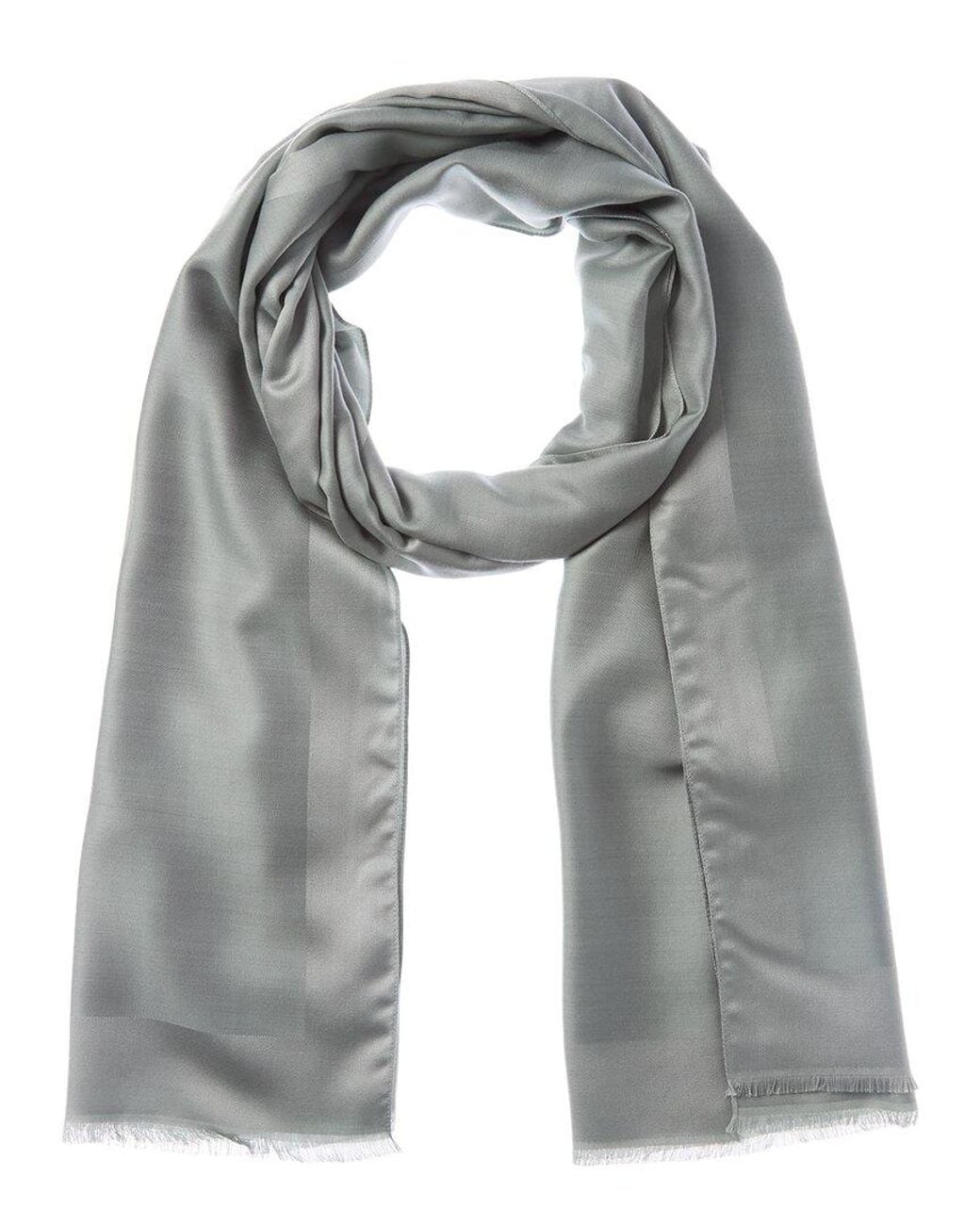 Givenchy Gray 4G Logo Silk & Wool Scarf