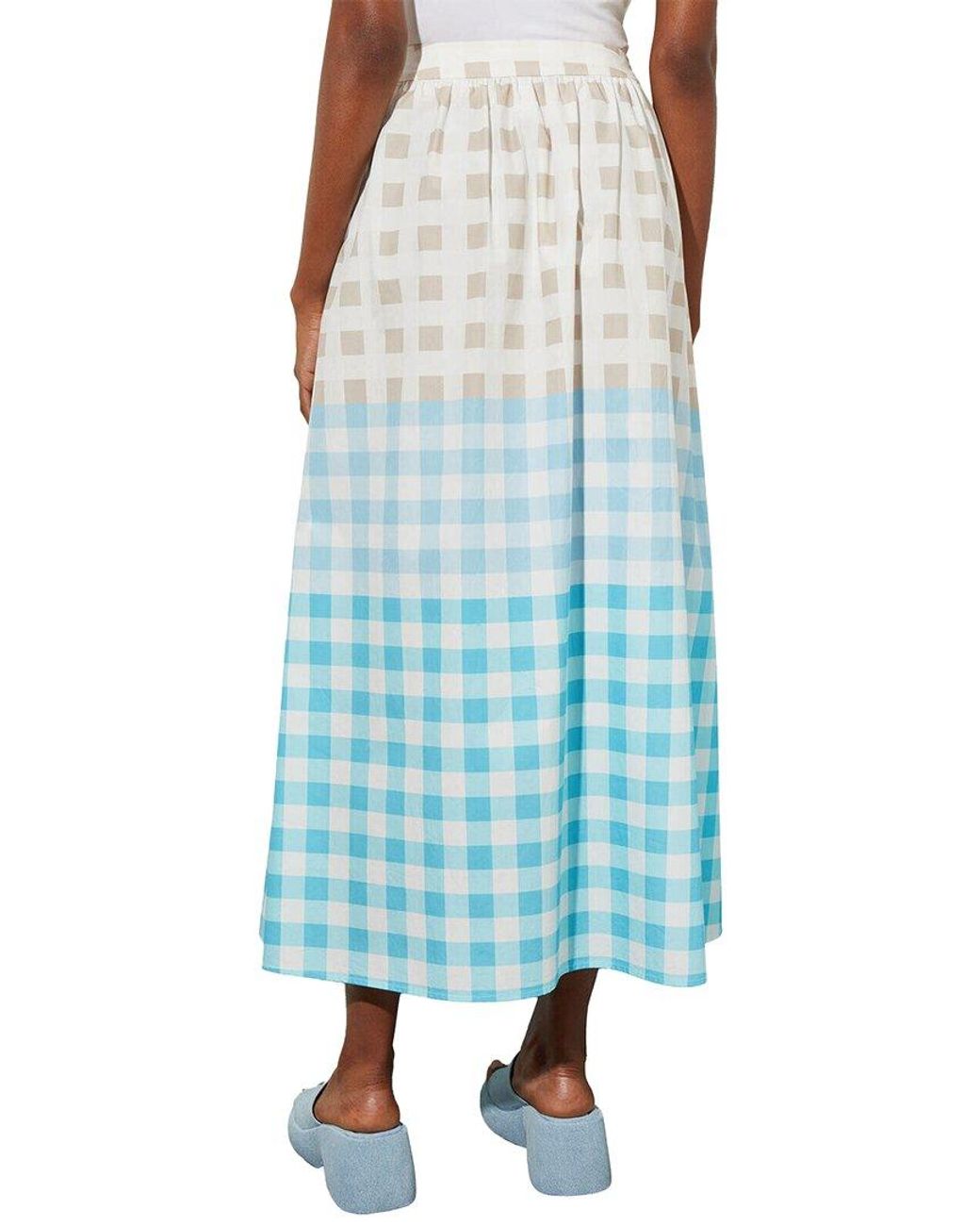 Ming Wang Blue Poplin Maxi A-Line Skirt