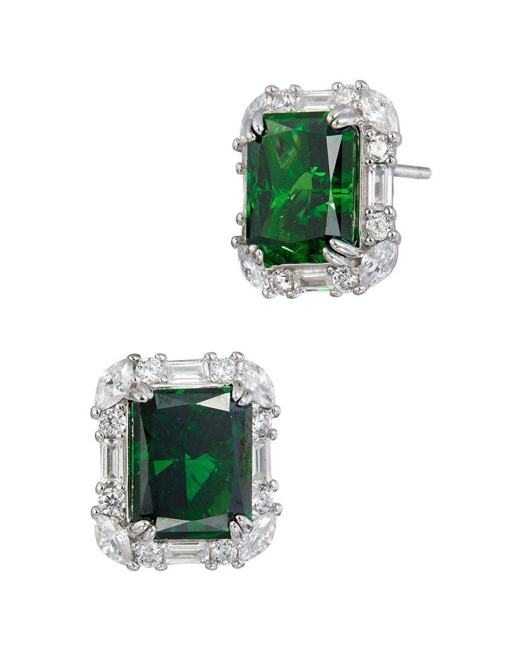 Savvy Cie Green Cz Stud Earrings