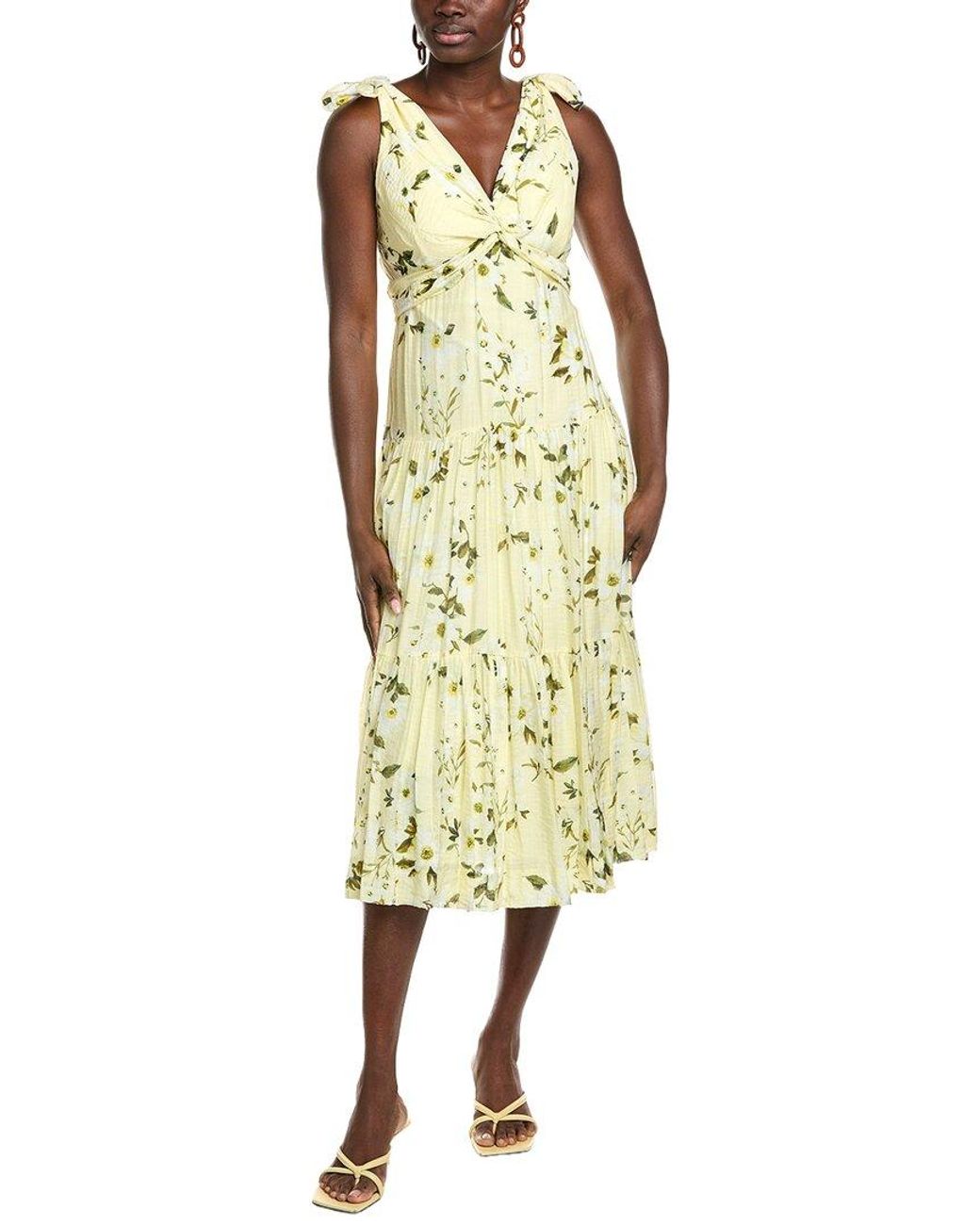 Maison Tara Metallic Crinkle Viole Midi Dress