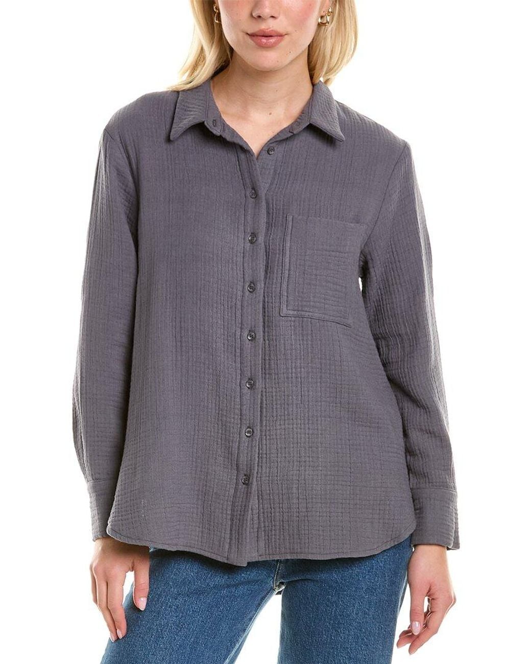 SABLYN Gray Gauze Waffle Shirt