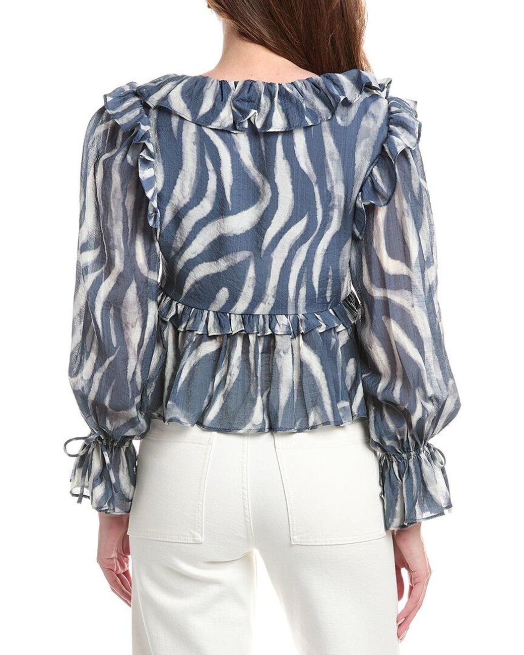 En Saison Blue Cypress Peplum Top