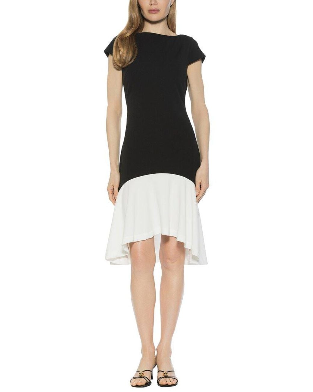 Alexia Admor Black Renata Cap Sleeve Flared Dress