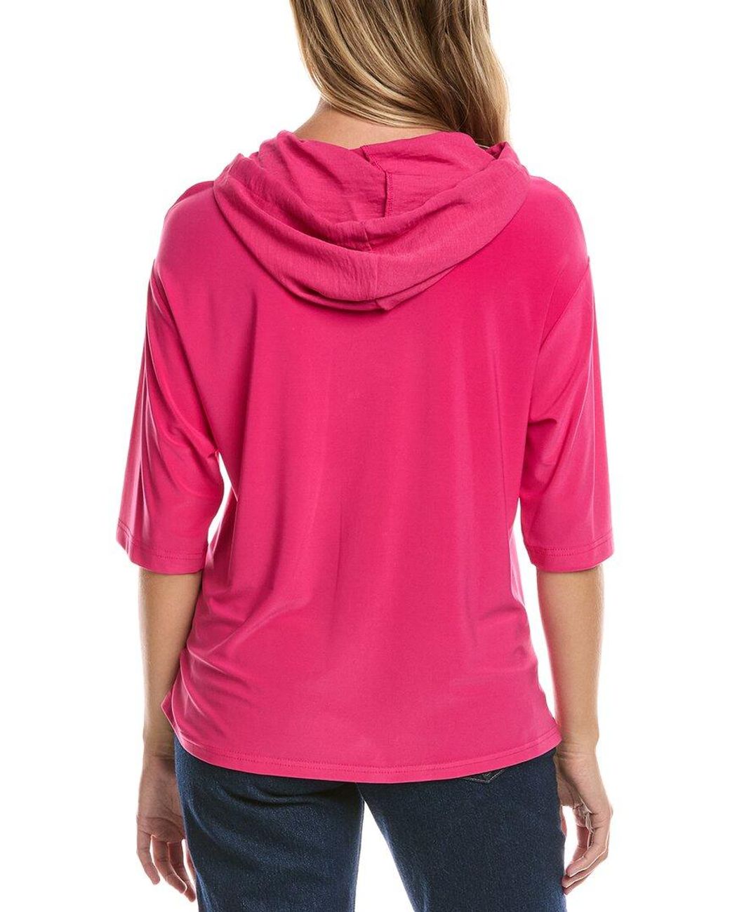 Joseph Ribkoff Red Short-Sleeve Drawstring Hoodie