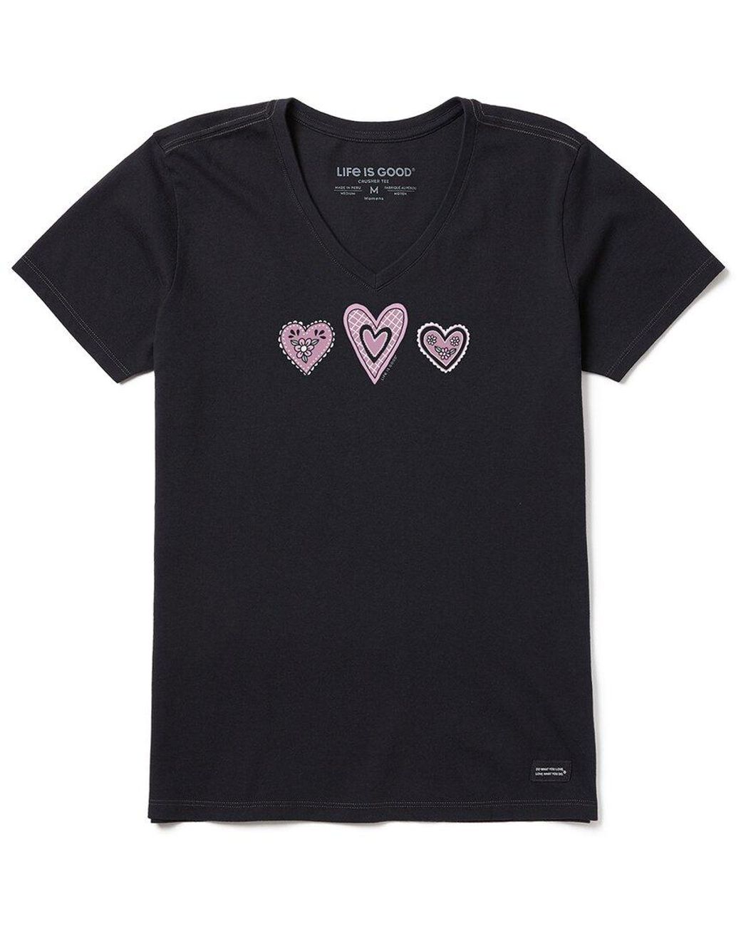Life Is Good. Black Crusher Lite V-Neck T-Shirt