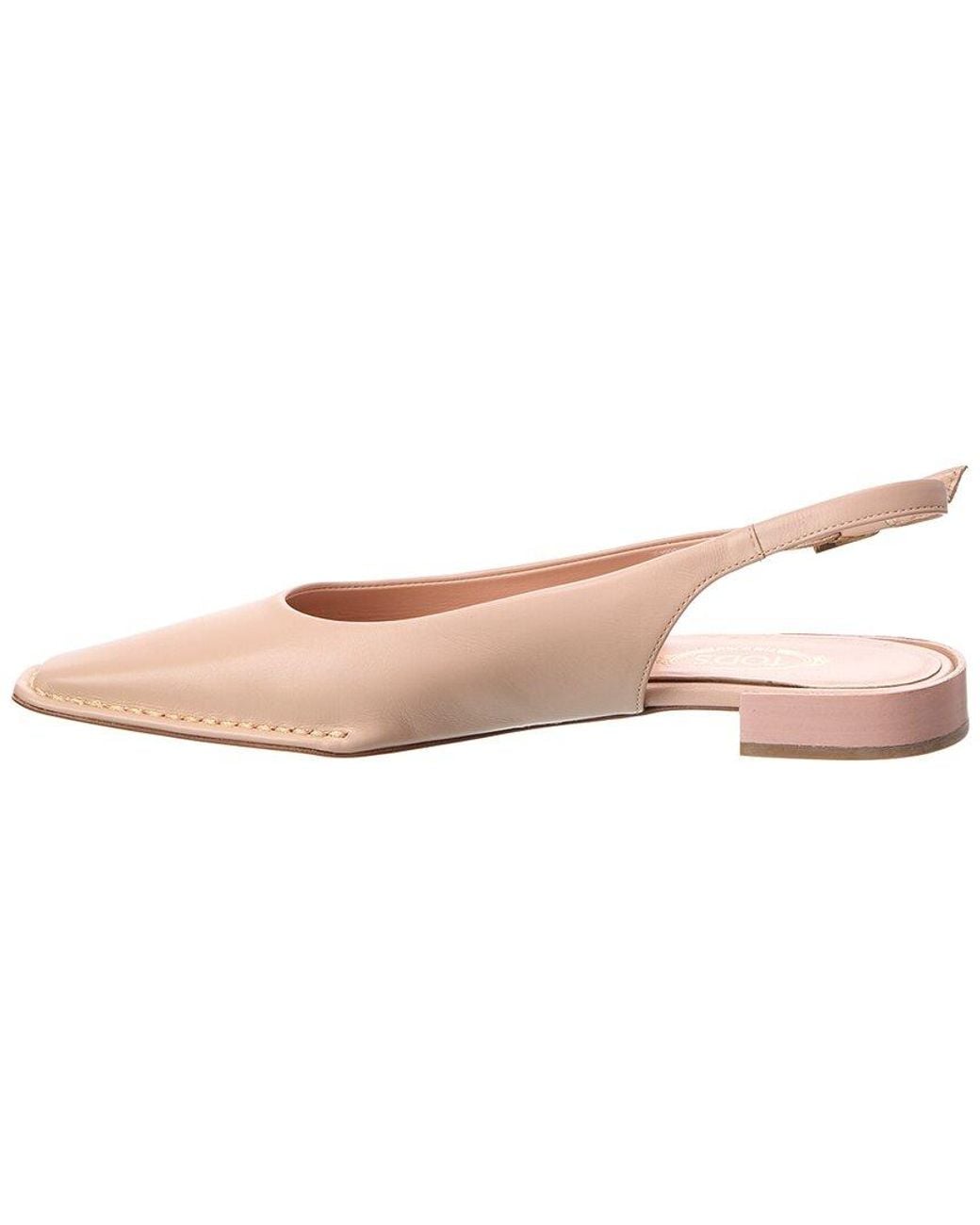Tod's Pink Leather Slingback Flat