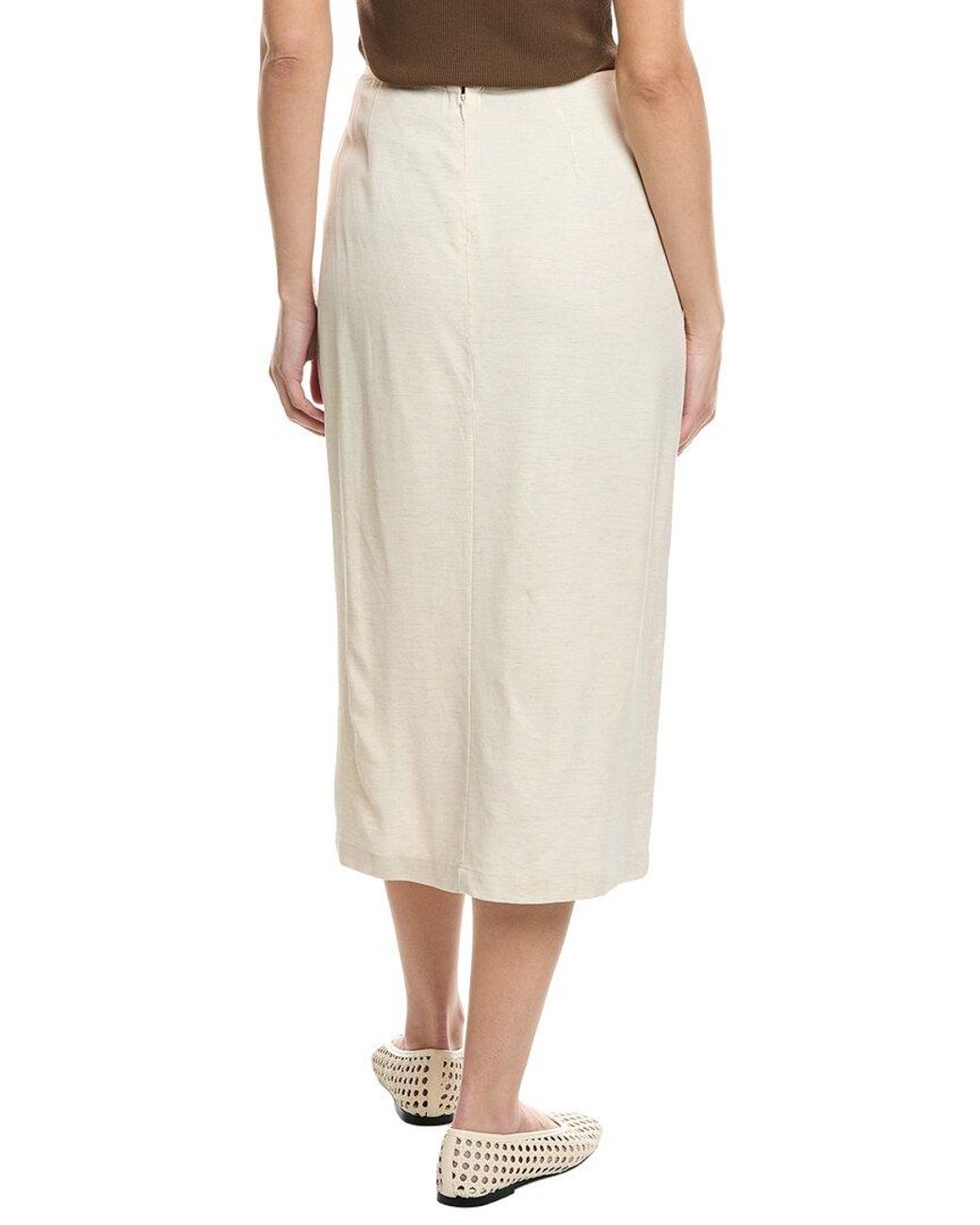 WeWoreWhat Natural Linen-Blend Midi Skirt