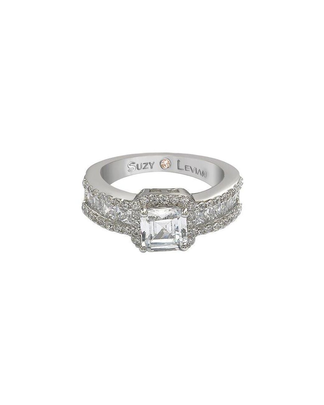 Suzy Levian CZ Jewelry White Suzy Levian Cz Half-Eternity Ring