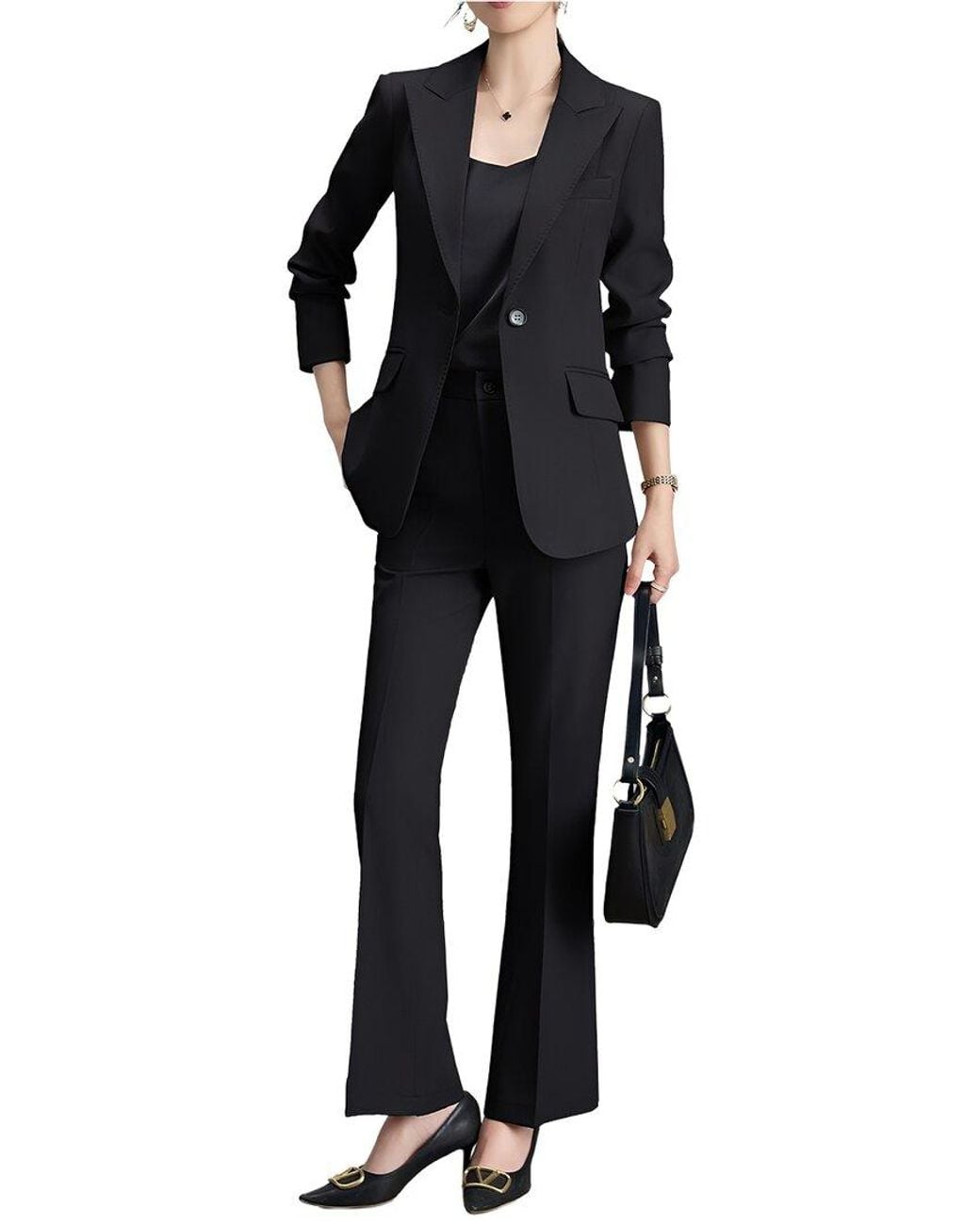 Adelin May Black 2Pc Jacket & Pant Set