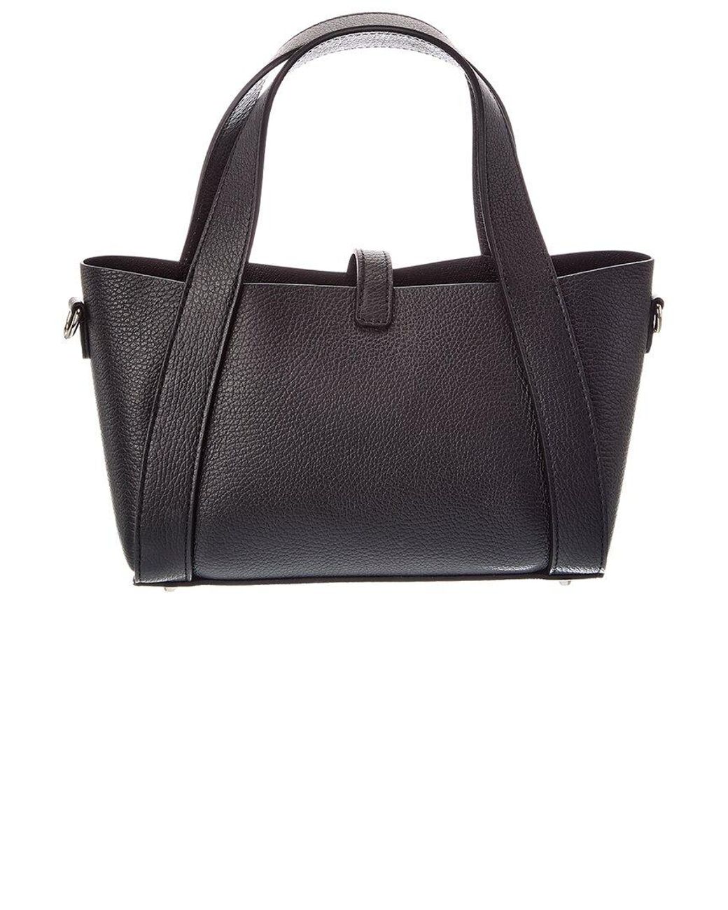 Italian Leather Black Gaia Leather Top Handle Bag