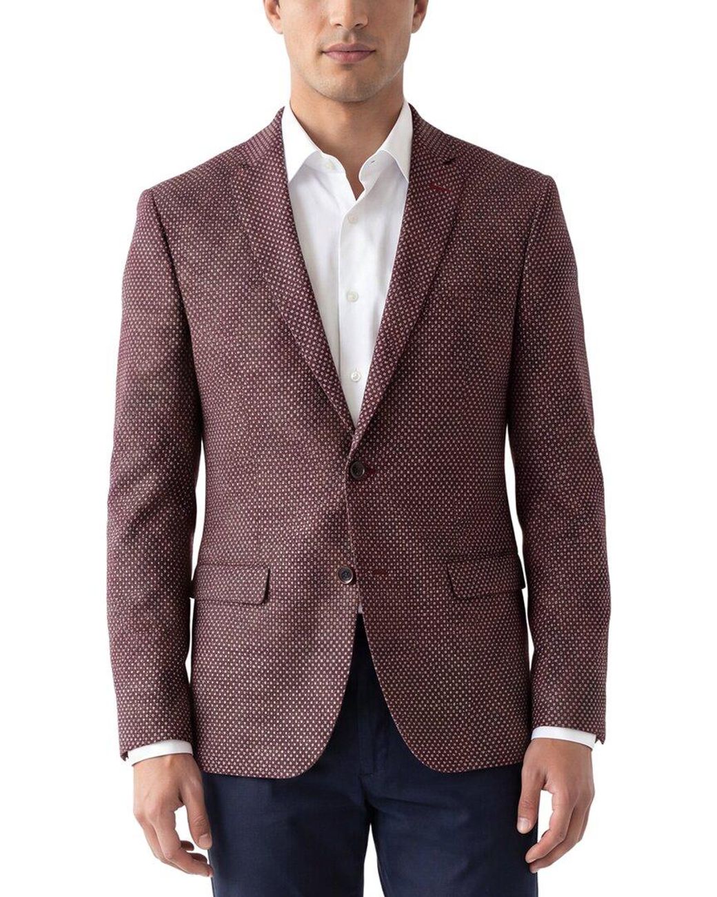Corneliani Purple Cc Collection Half-Lined Wool & Linen-Blend Blazer for men