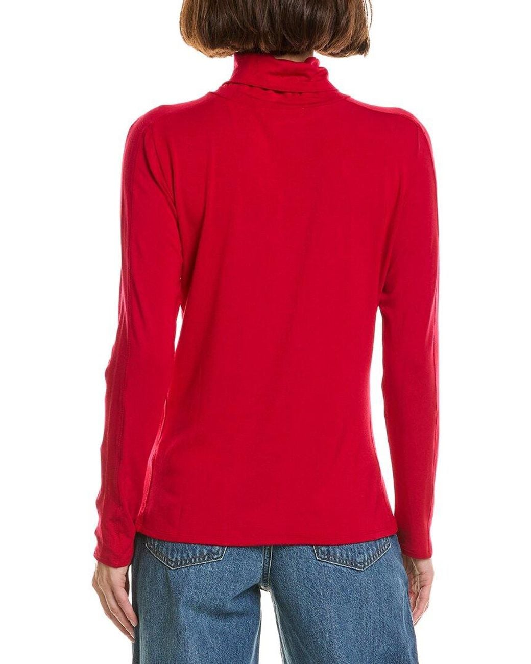 InCashmere Red Fine Knit Turtleneck Top