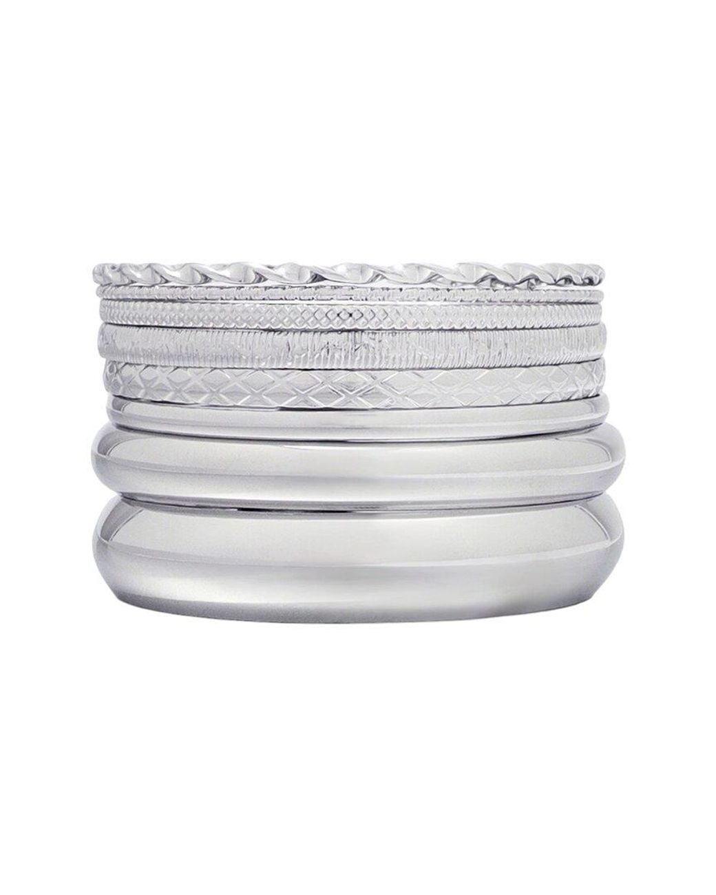 Adornia White 8-Bangle Set Bracelet