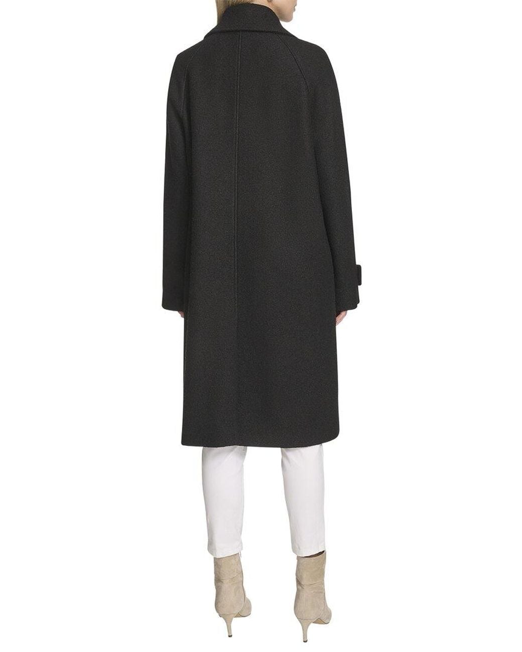 Andrew Marc Black Jupiter Wool-Blend Balmacaan Coat
