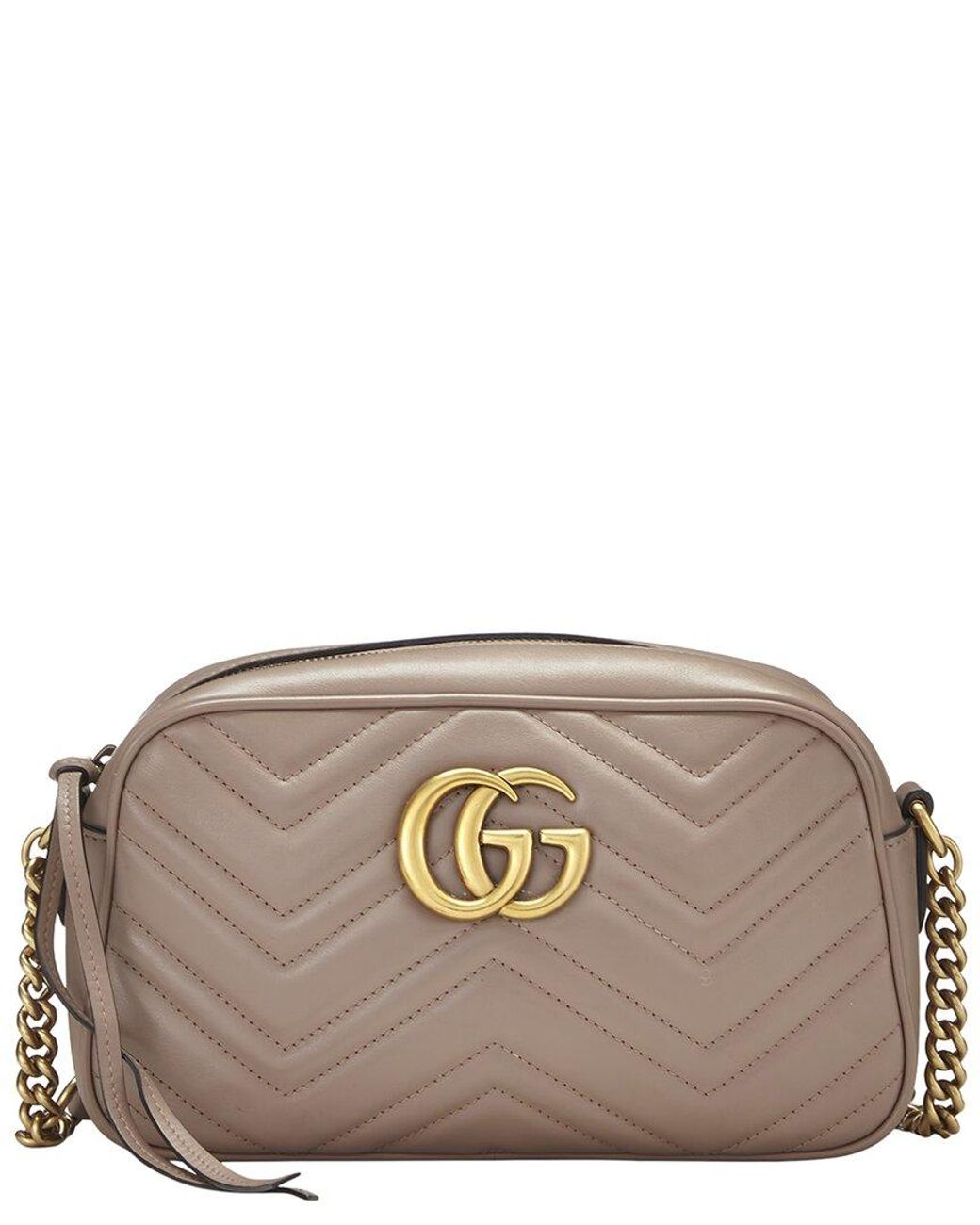 Gucci Gray Leather Gg Marmont Crossbody Bag Small (Authentic Pre-Loved)