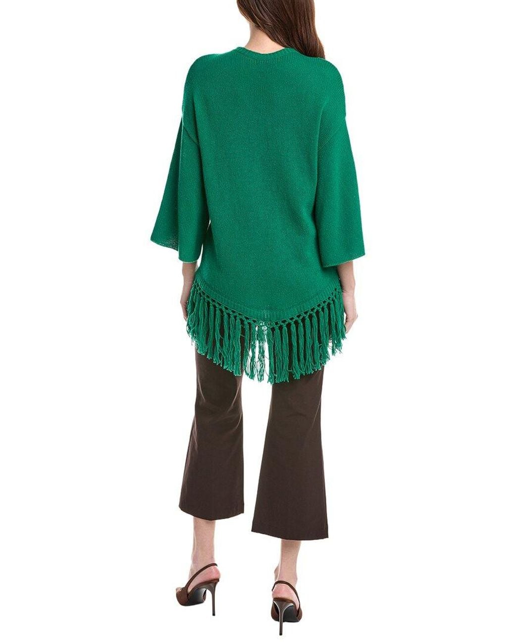 Valentino Green Wool Poncho