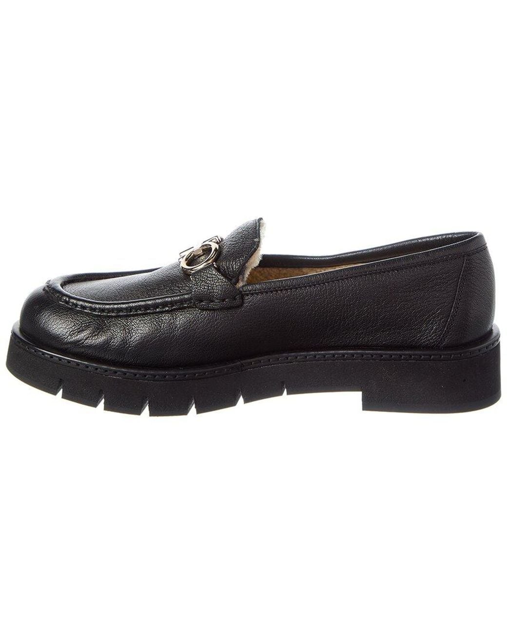 Ferragamo Black Rolo Lug Leather Loafer