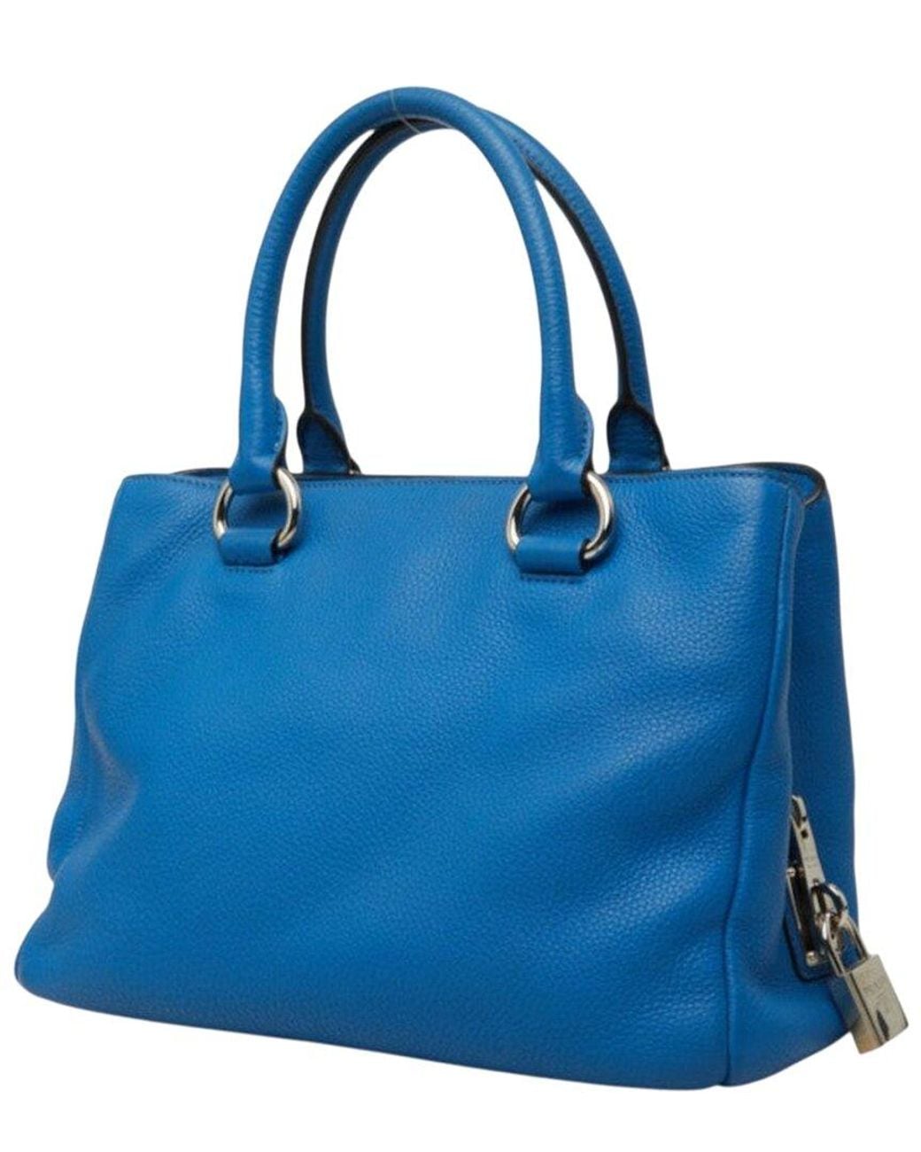 Prada Blue Vitello Daino Tote (Authentic Pre-Loved)