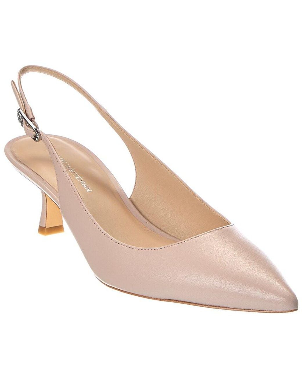 Stuart Weitzman Natural Isla 50 Leather Slingback Pump