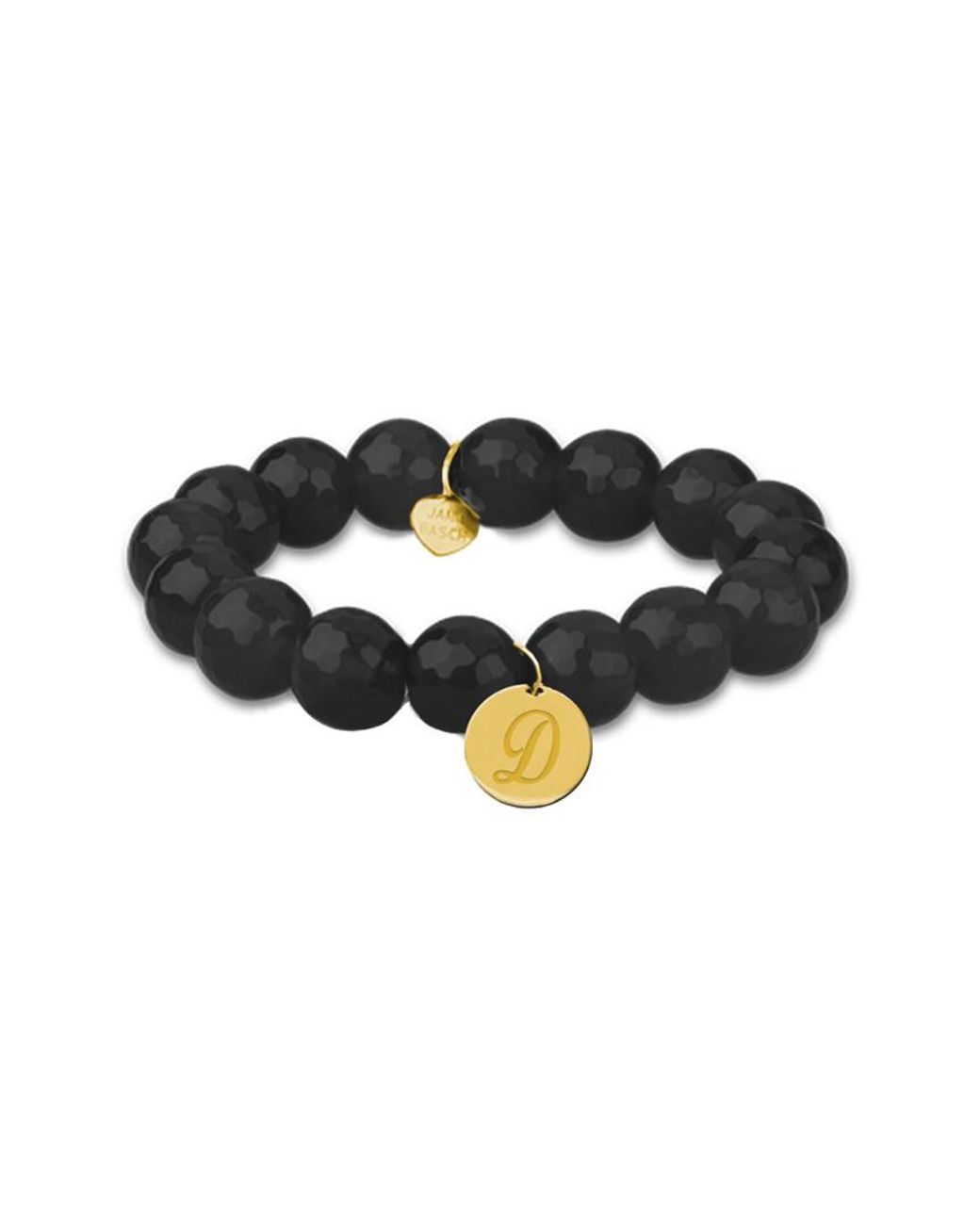 Jane Basch Black 14K Onyx Initial Stretch Bracelet -Z)