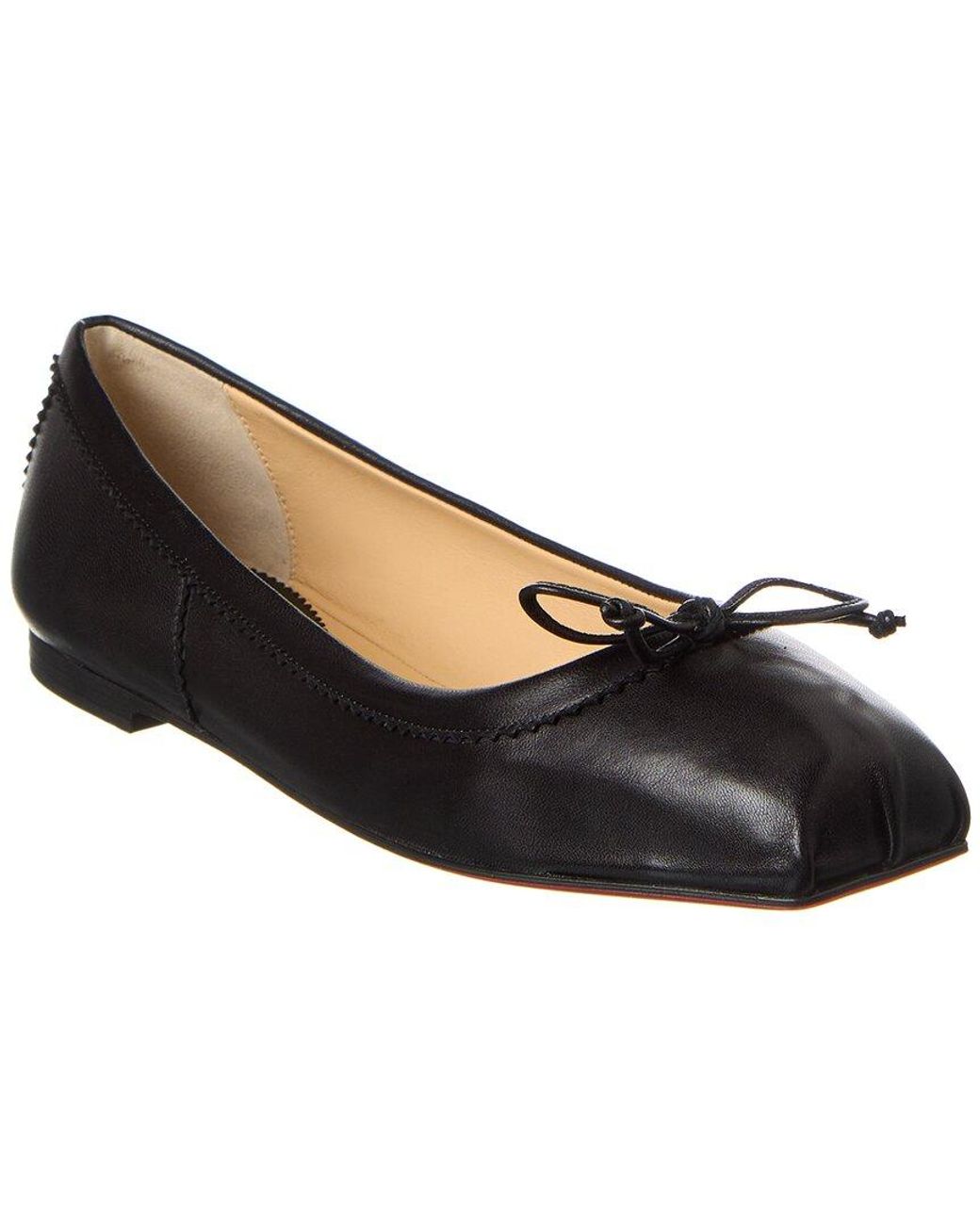 Christian Louboutin Black Mamadrague Bow-Embellished Leather Flats