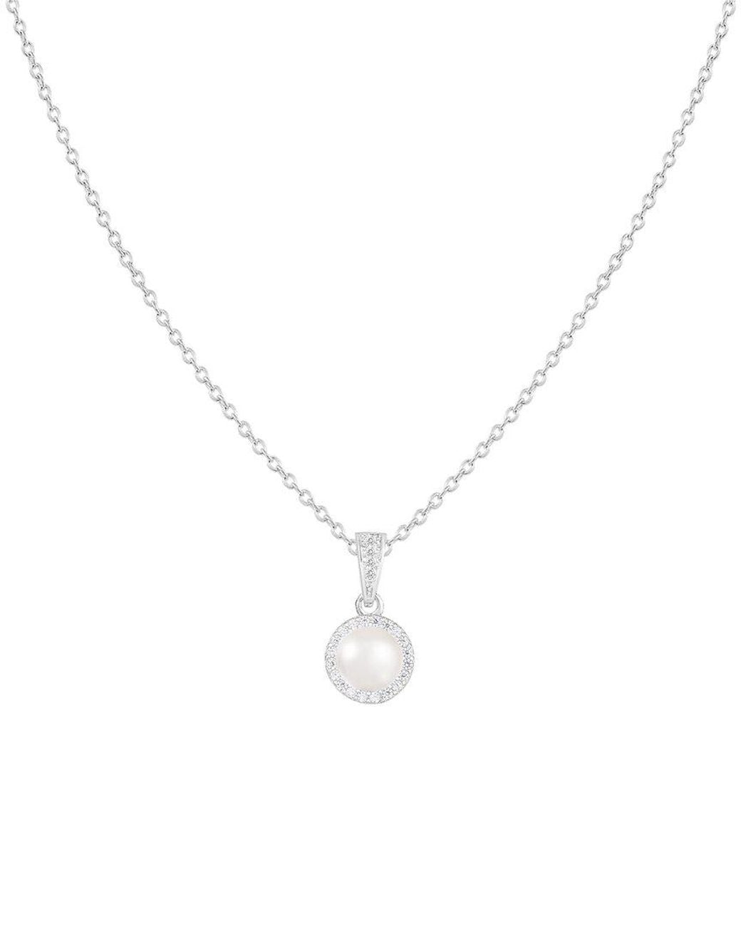 Splendid Metallic 6-6.5Mm Pearl Cz Necklace