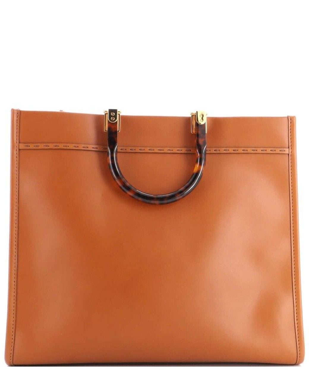Fendi Brown Sheep Leather Sunshine Shopper Tote Medium (Authentic Pre-Loved)