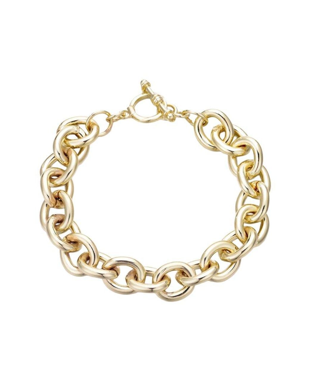 Adornia Metallic Plated Chunky Oval Link Toggle Bracelet