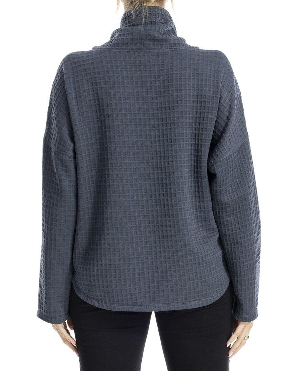 Max Studio Blue Long Sleeve Cowl Neck Top
