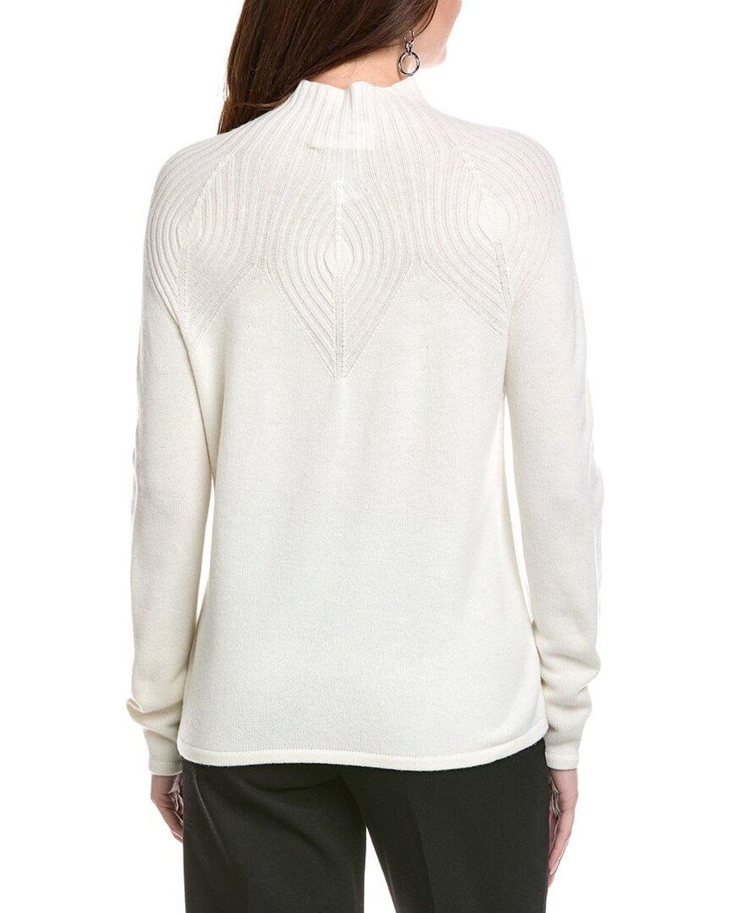 Joseph Ribkoff White 100% Wool Mock Neck Top