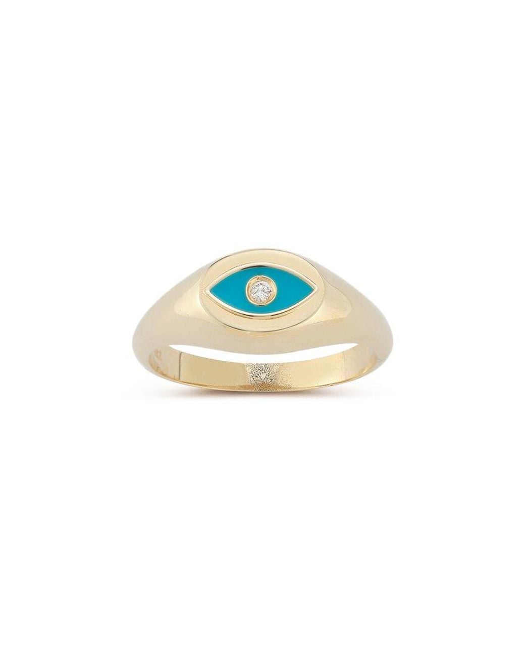 Ember Fine Jewelry Blue 14k 0.02 Ct. Tw. Diamond Evil Eye Signet Ring