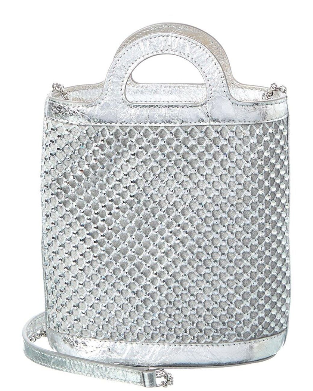 Marni Gray Mesh & Leather Bucket Bag