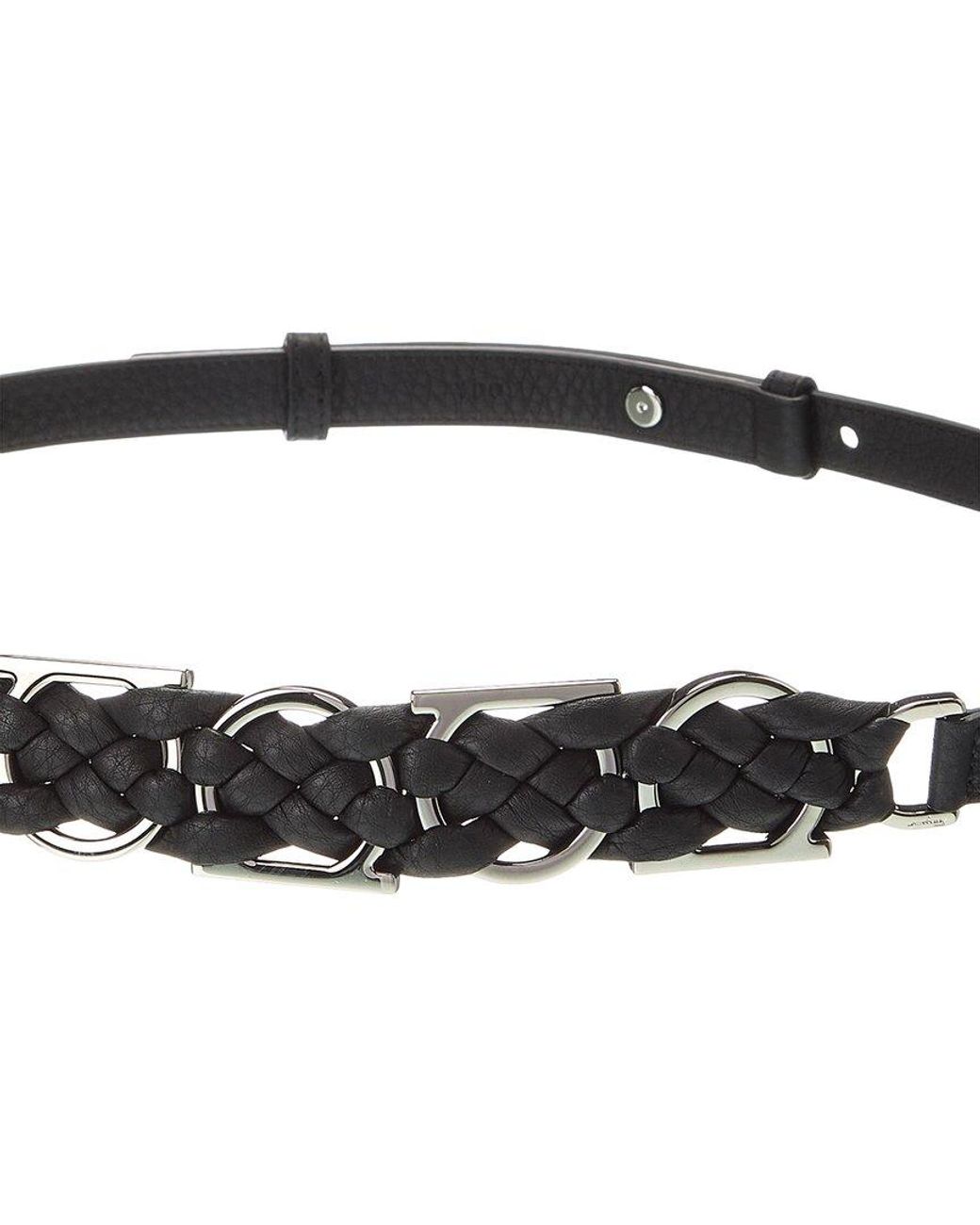 Ferragamo Black Braided Leather Belt for men