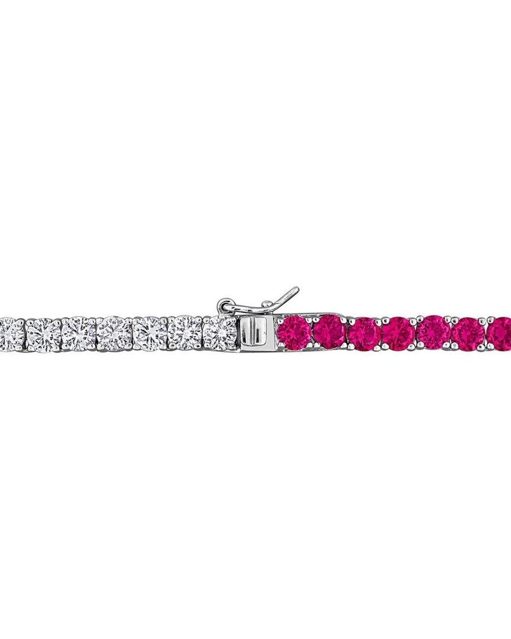 Rina Limor Pink 31.14 Ct. Tw. Lab-Grown Ruby And Sapphire Tennis Necklace