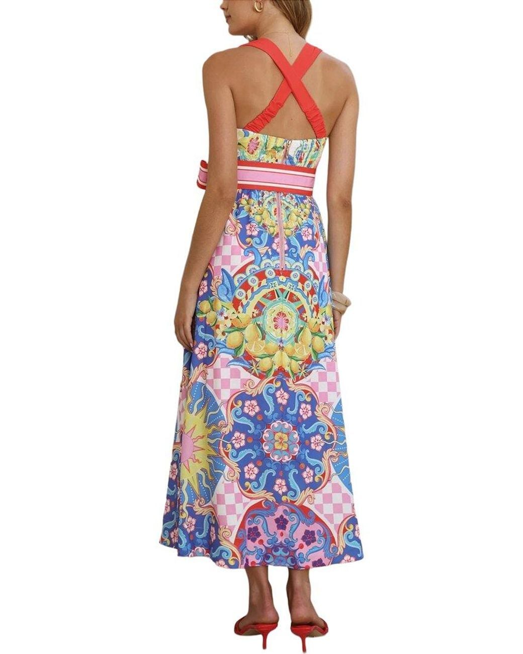 Esea White Linen-Blend Midi Dress
