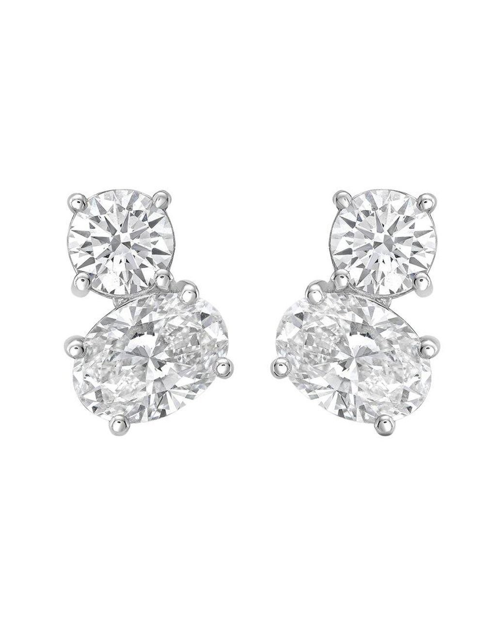 Diana M Metallic 14K 8.00 Ct. Tw. Lab-Grown Diamond Two-Stone Earrings