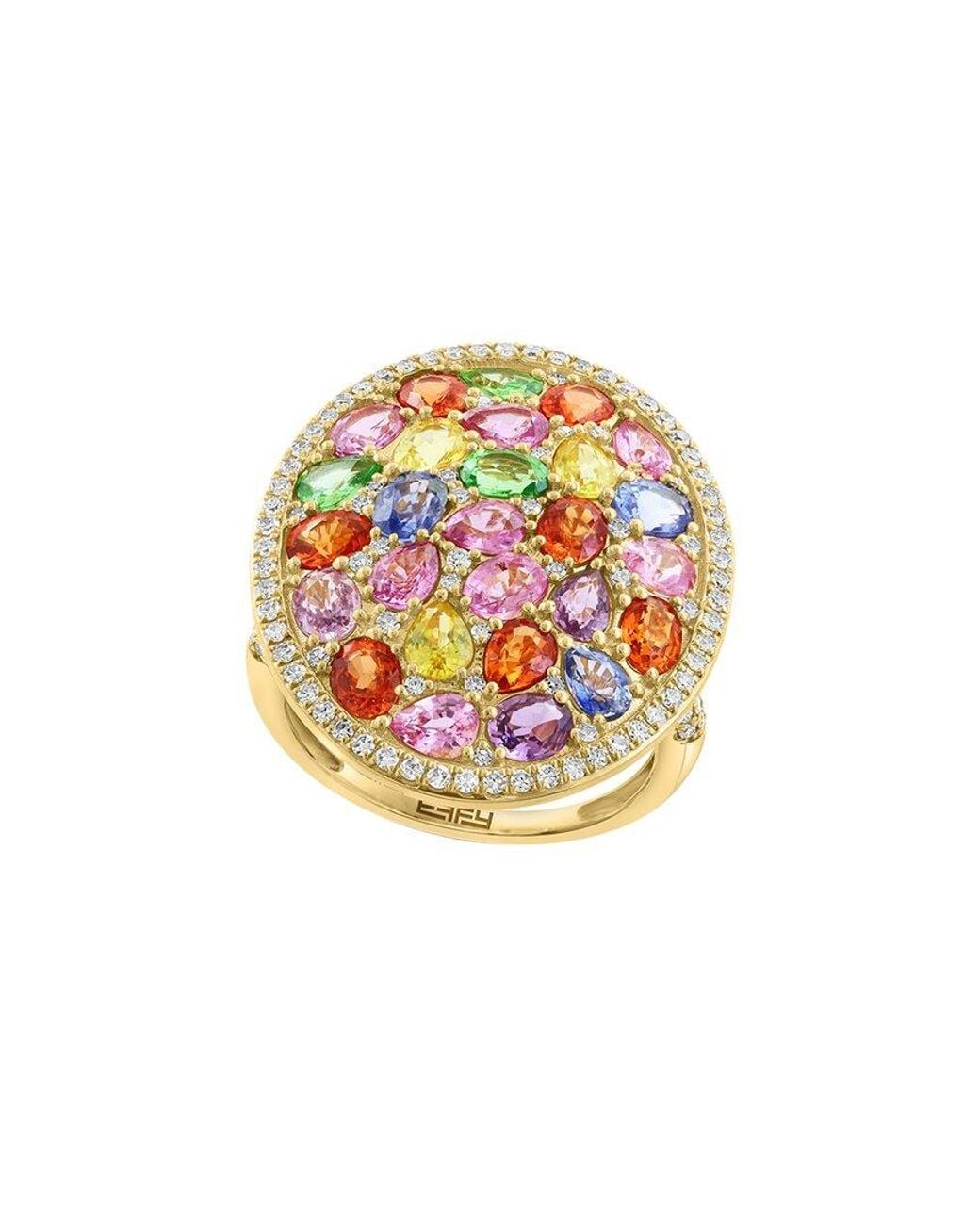 Effy Fine Jewelry White 14K 5.67 Ct. Tw. Diamond & Gemstone Ring