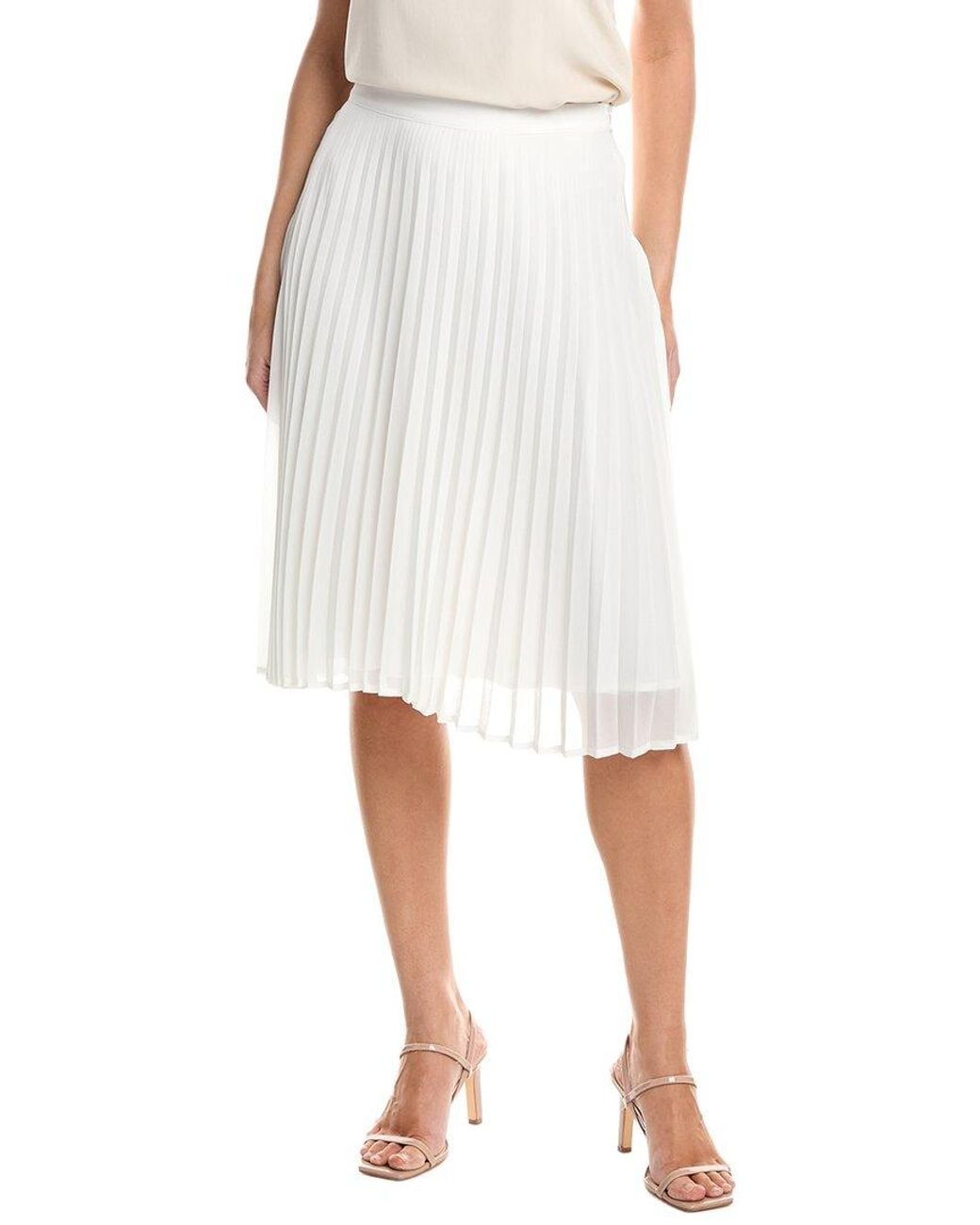 Tahari White Accordion Pleated Skirt