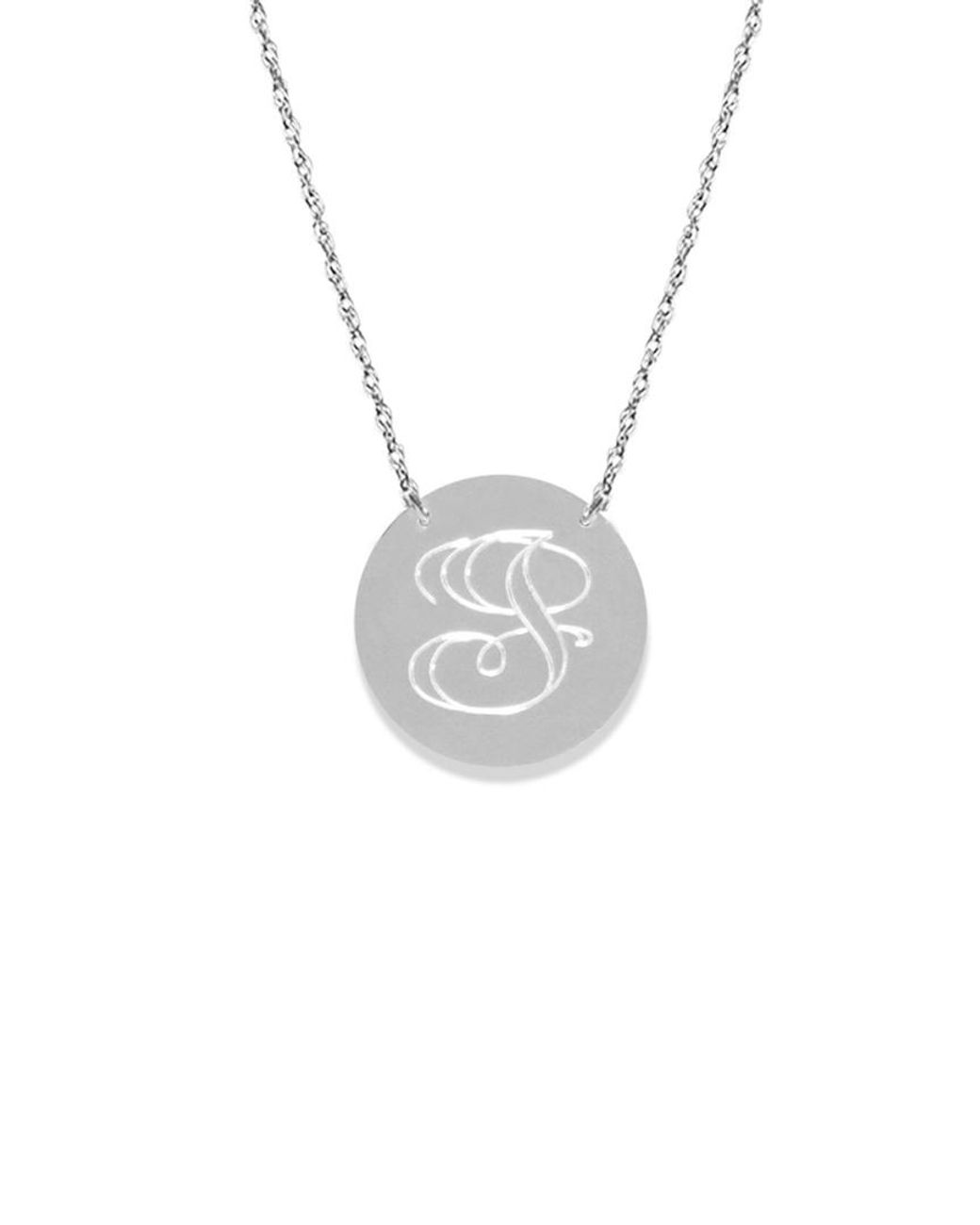 Jane Basch White Silver Script Initial Pendant (a-z)