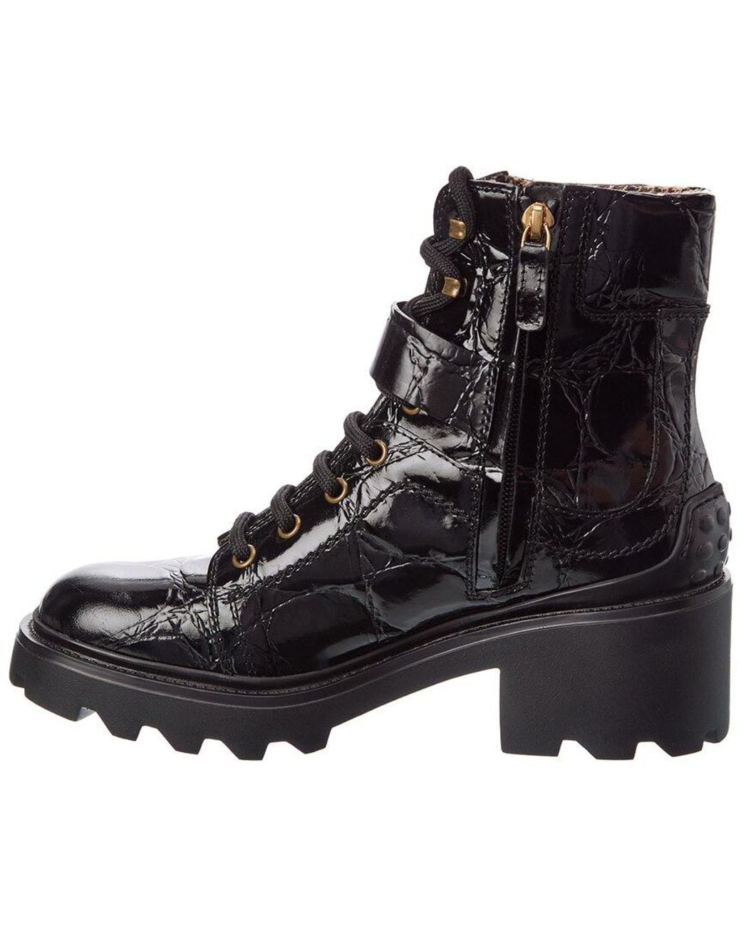 Tod's Black Embossed Leather Boot