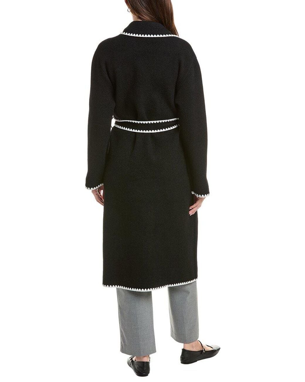 NVLT Black Longline Eyelash Wrap Coat