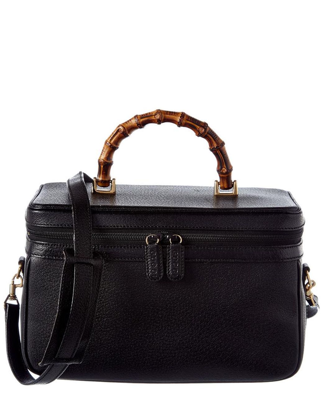 Gucci Black Leather Bamboo Vanity Case Lyst