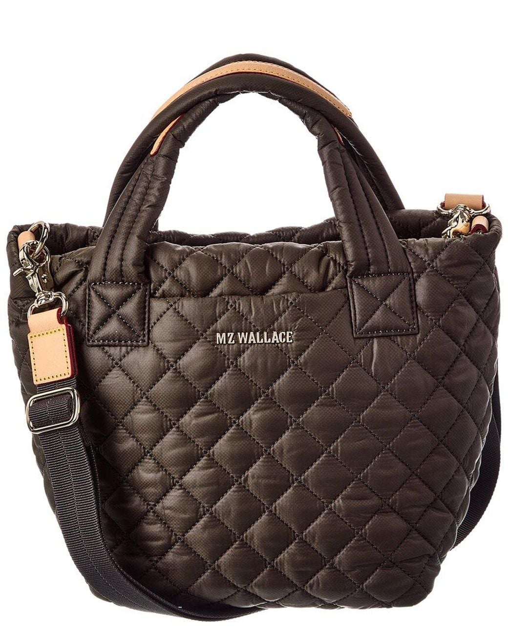 MZ Wallace Brown Mini Metro Nylon & Leather Tote Deluxe