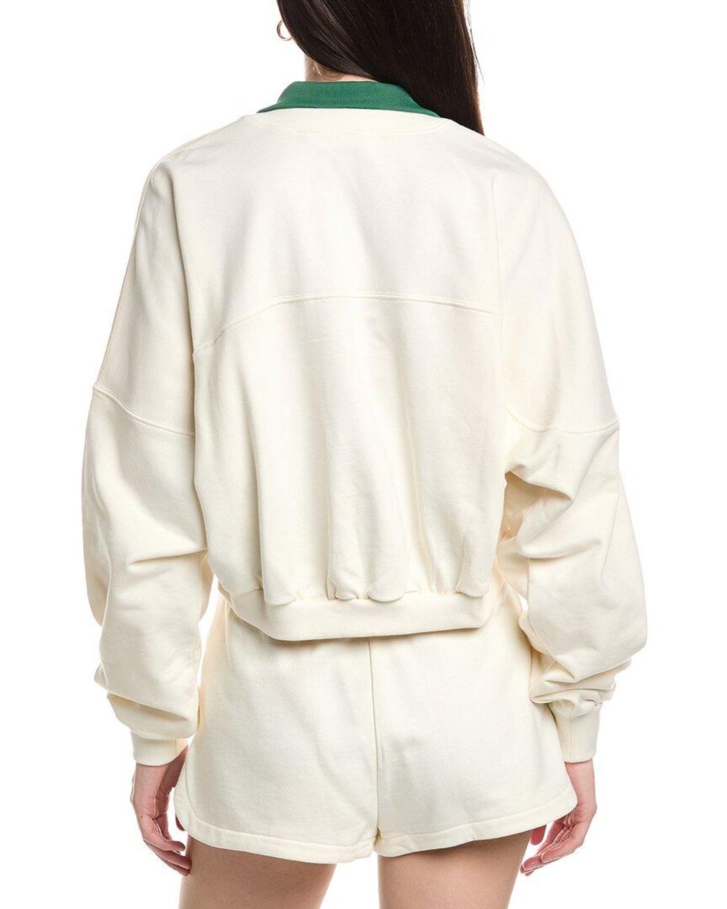 Palm Angels White Crewneck Zip Sweatshirt